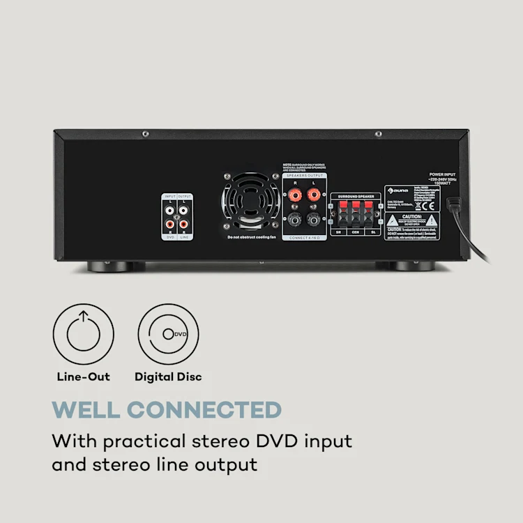 AMP 3800 BT 5.0 HiFi amplifier 2x120 W + 3x50 W RMS BT