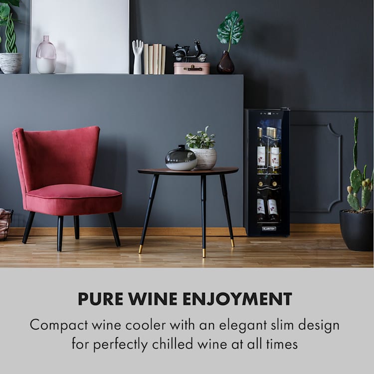 Shiraz 12 Slim Uno wijnkoelkast 32l/12fl. Touch 85 W 5-18 °C LED 12 flessen | 1 koelzone | Zwart