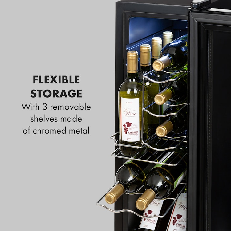 Shiraz 12 Slim Uno wijnkoelkast 32l/12fl. Touch 85 W 5-18 °C LED 12 flessen | 1 koelzone | Zwart