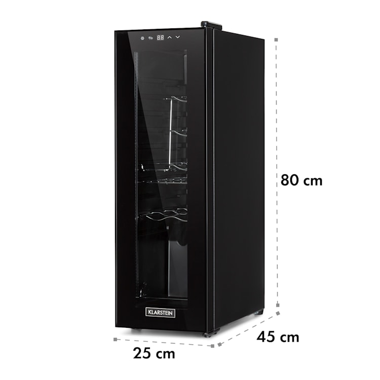 Shiraz 12 Slim Uno wijnkoelkast 32l/12fl. Touch 85 W 5-18 °C LED 12 flessen | 1 koelzone | Zwart