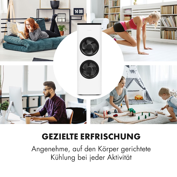 Windsurfer 3-in-1 Luftkühler 534m³/h 105W 4 Ltr Fernbedienung mobil Weiß