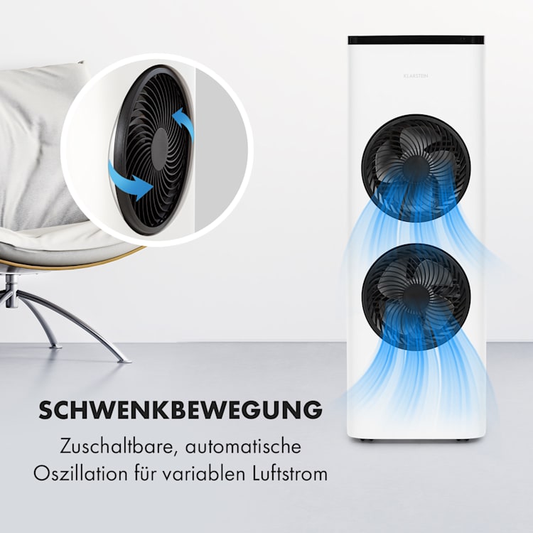 Windsurfer 3-in-1 Luftkühler 534m³/h 105W 4 Ltr Fernbedienung mobil Weiß