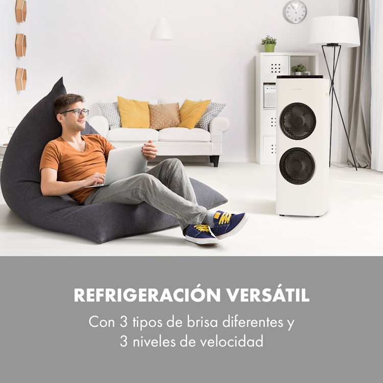 Windsurfer Climatizador evaporativo 3-en-1 temporizador de 8h 534 m³/h mando a distancia Blanco Blanco