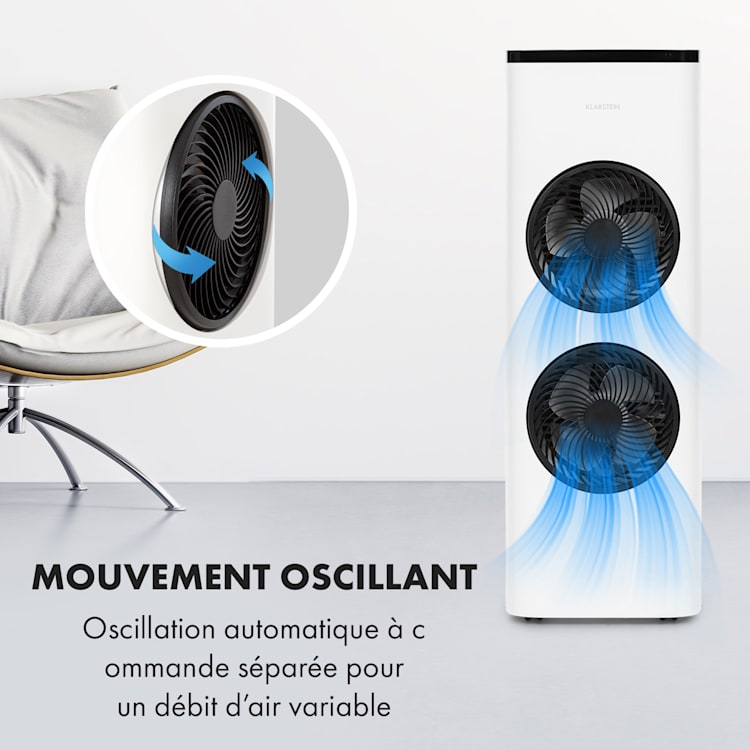 Windsurfer 3-en-1 rafraîchisseur d'air 534 m³/h minuterie de 8h télécommande blanc Blanc