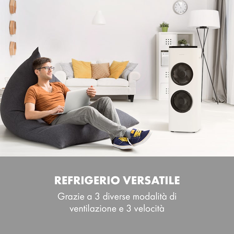 Windsurfer Raffrescatore evaporativo 3in1 534 m³/h Timer 8h Telecomando bianco Bianco