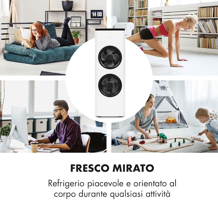 Windsurfer Raffrescatore evaporativo 3in1 534 m³/h Timer 8h Telecomando bianco Bianco