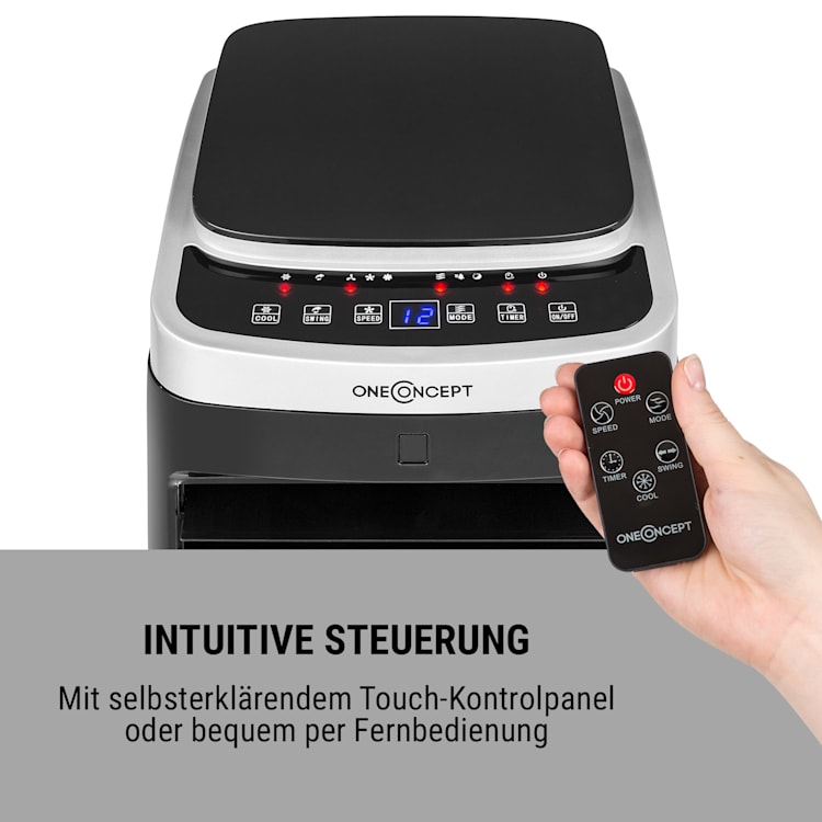 Freshboxx Pro 3-in-1 Luftkühler Ventilator Luftbefeuchter 966 m³/h | 65 Watt | 5 Liter | 3 Windstärken | 3 Modi | 120° Oszillation | mobil Schwarz