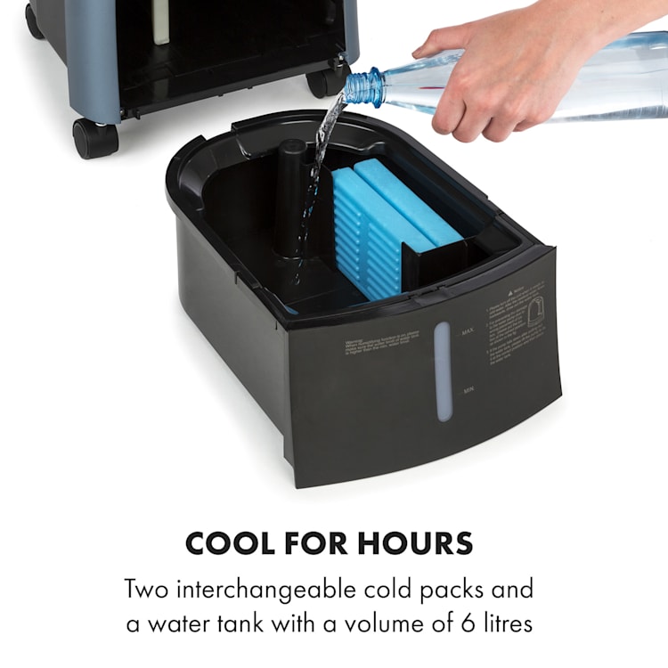 Maxfresh, ochladzovač vzduchu, ventilátor, 4 v 1, 6 l, 55 W, diaľkový ovládač, 2 x chladiaca súprava Modrá