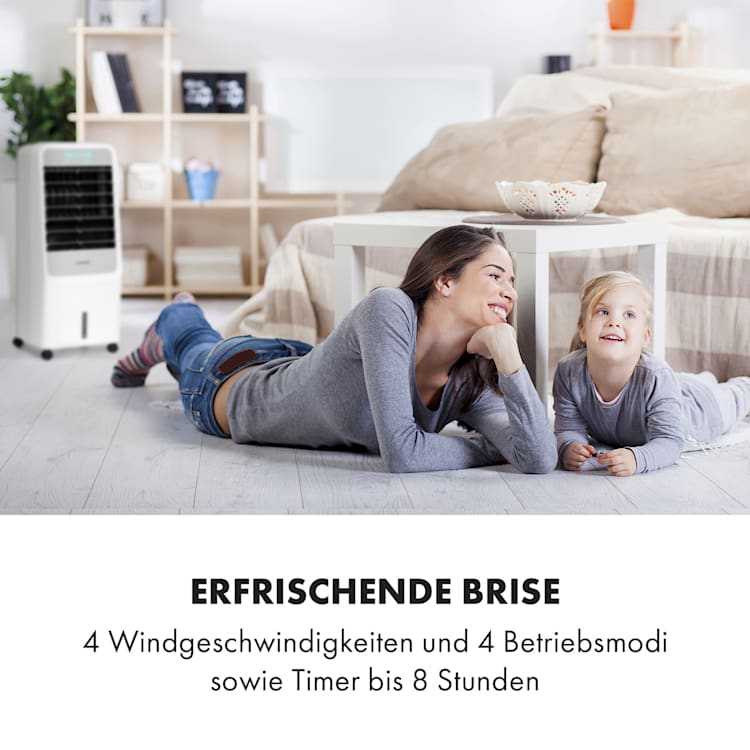 Townhouse 3-in-1 Luftkühler Ventilator Luftbefeuchter 396 m³/h | 110 Watt | 7 Liter | 4 Geschwindigkeiten | 4 Modi | Fernbedienung | mobil Weiß