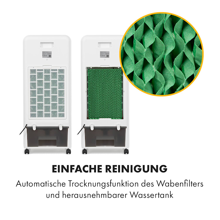 Townhouse 3-in-1 Luftkühler Ventilator Luftbefeuchter 396 m³/h | 110 Watt | 7 Liter | 4 Geschwindigkeiten | 4 Modi | Fernbedienung | mobil Weiß