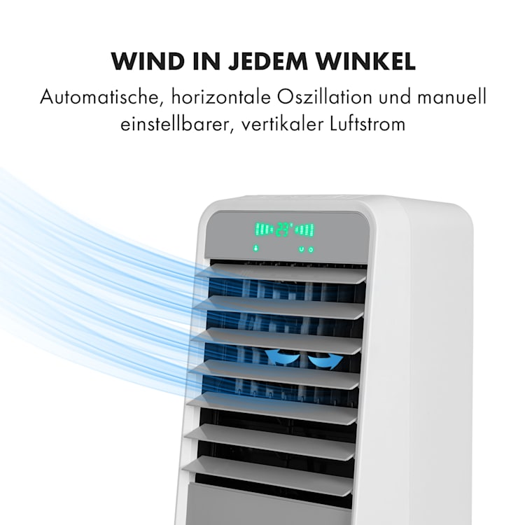 Townhouse 3-in-1 Luftkühler Ventilator Luftbefeuchter 396 m³/h | 110 Watt | 7 Liter | 4 Geschwindigkeiten | 4 Modi | Fernbedienung | mobil Weiß