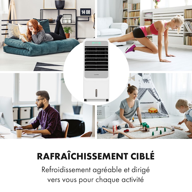 Townhouse ventilateur rafraîchisseur d'air 7 L 110 W télécommande 2x pack réfrigérant blanc Blanc