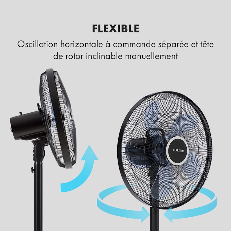 Windflower ventilateur sur pied 5 pales (15"/ 38,5 cm) 3090 m³/h noir Noir