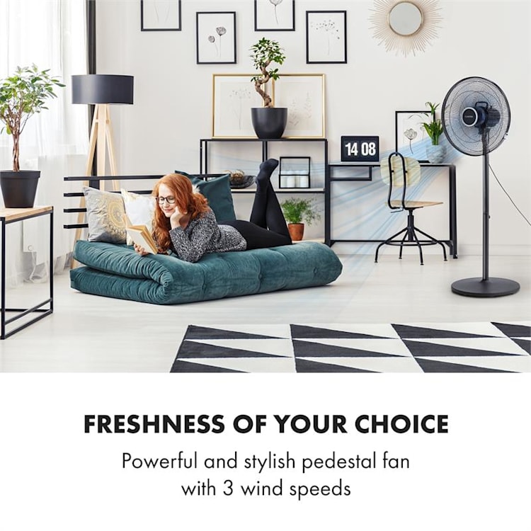 Windflower, stojanový ventilátor, 5 lopatiek (15"/38,5 cm), 50 W, čierny Čierna