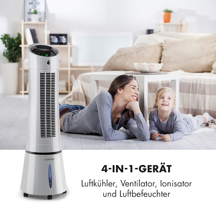 Skyscraper Ice 4-in-1 Luftkühler Ventilator 210 m³/h 30 W Oszillation mobil Fernbedienung Grau