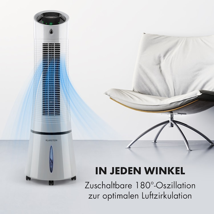 Skyscraper Ice 4-in-1 Luftkühler Ventilator 210 m³/h 30 W Oszillation mobil Fernbedienung Grau