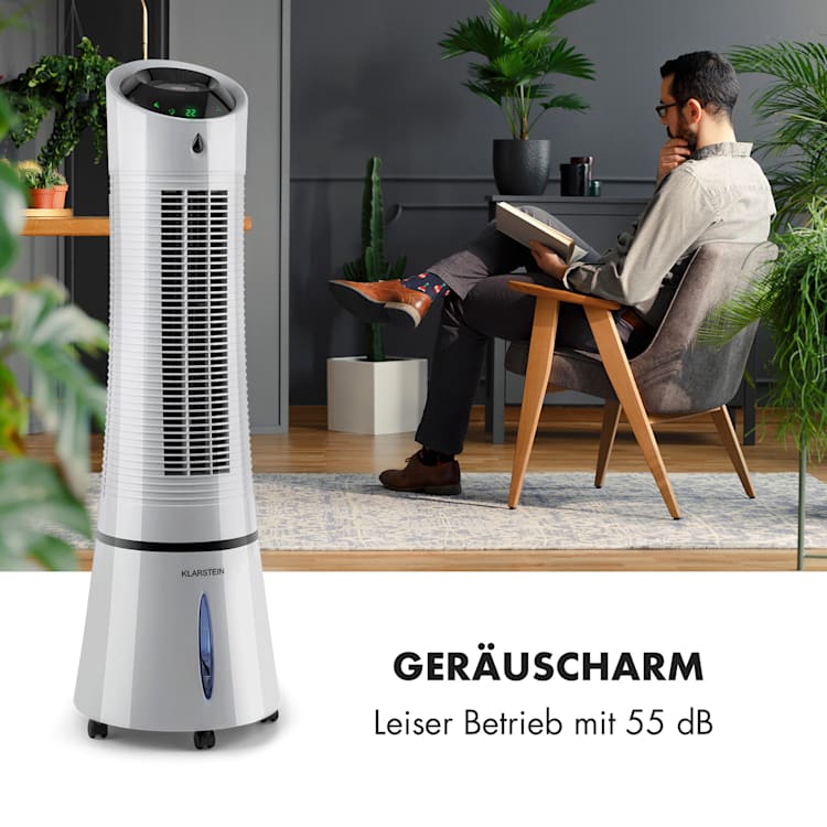 Skyscraper Ice 4-in-1 Luftkühler Ventilator 210 m³/h 30 W Oszillation mobil Fernbedienung Grau
