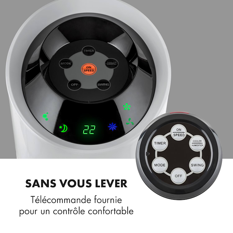 Skyscraper Ice 4-in-1 Rafraîchisseur d'air et Ventilateur 210 m³/h 30 W Oscillation mobile Télécommande Gris