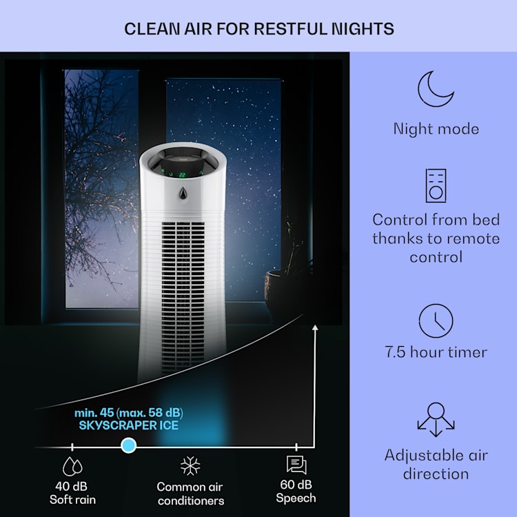 Skyscraper Ice Smart 4-in-1 luchtkoeler ventilator 210 m³/h 30 watt oscillatie mobiel afstandsbediening Ice | Lichtgrijs