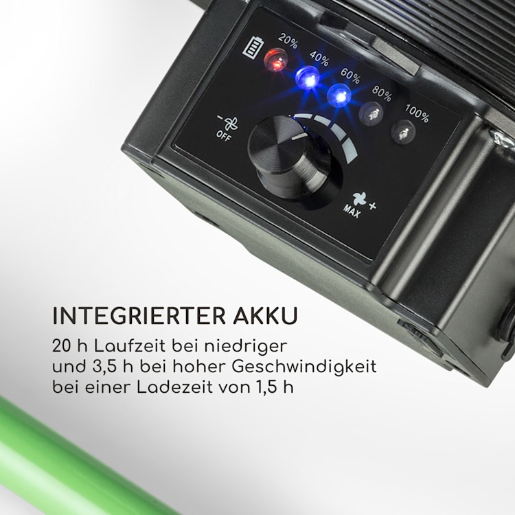 Wintergarden Kabelloser Bodenventilator 16" Akku 43W USB 45 dB grün Grün