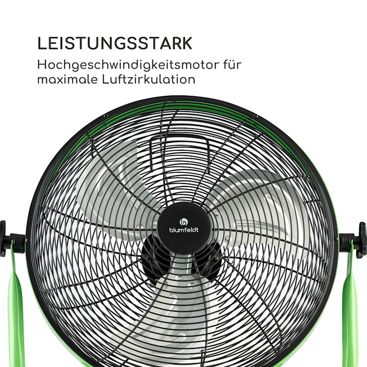 Wintergarden Kabelloser Bodenventilator 16" Akku 43W USB 45 dB grün Grün