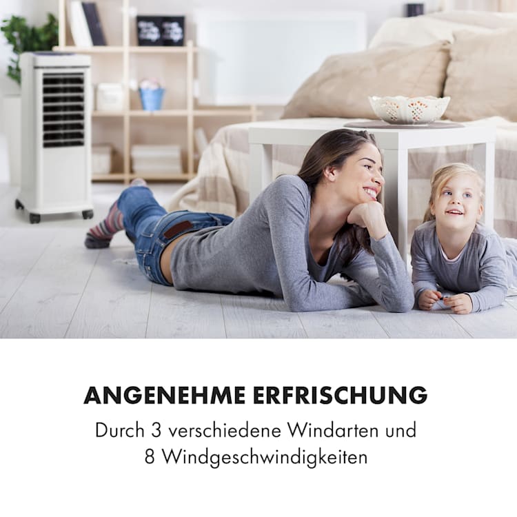 Windspiel 3-in-1 Luftkühler Ventilator Luftbefeuchter | 100 W | 312 m³/h | 8 Liter | 8 Stufen | 3 Modi | Oszillation | Timer | mobil | Fernbedienung