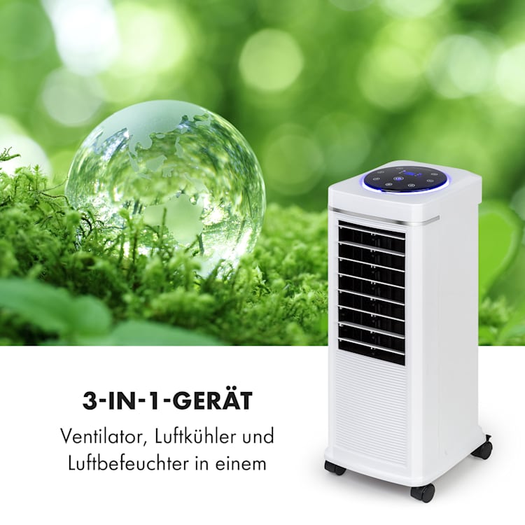 Windspiel 3-in-1 Luftkühler Ventilator Luftbefeuchter | 100 W | 312 m³/h | 8 Liter | 8 Stufen | 3 Modi | Oszillation | Timer | mobil | Fernbedienung