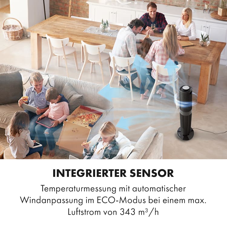 Twister Turmventilator 45 W | 343 m³/h Oszillation Touch Fernbedienung