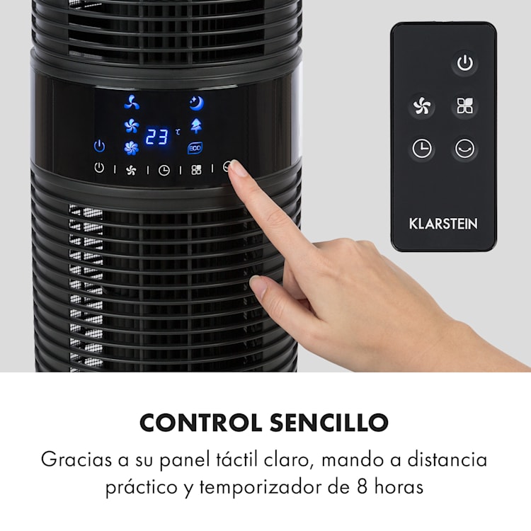 Twister Ventilador de torre de 45W oscilación 343m³/h máx. 3 modos color negro