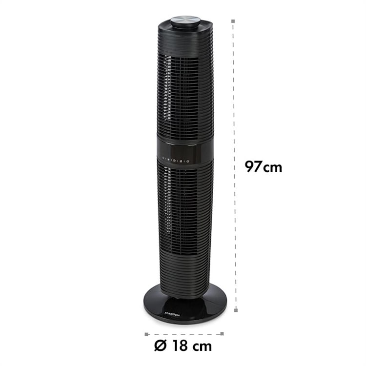 Twister Ventilador de torre de 45W oscilación 343m³/h máx. 3 modos color negro