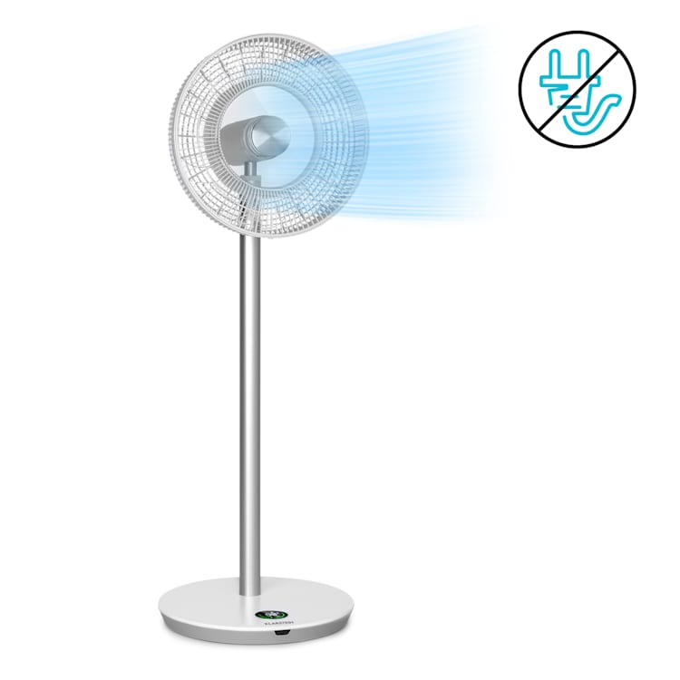 Whisperwind Wireless, ventilator cu suport, 12 ', 9 palete, baterie, 30 W, alb