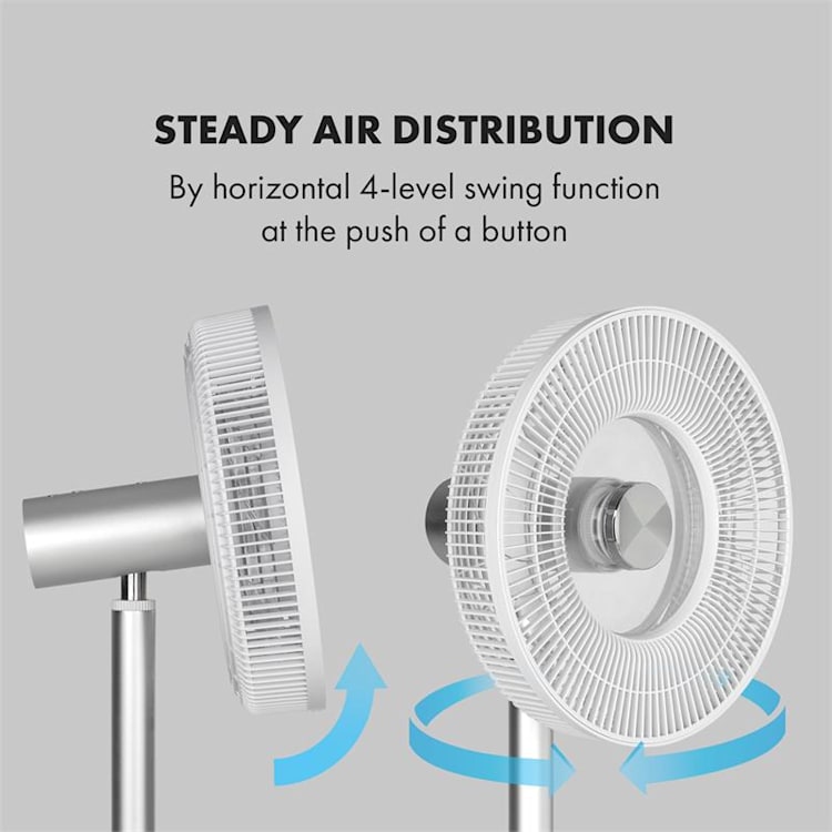 Whisperwind Wireless, ventilator cu suport, 12 ', 9 palete, baterie, 30 W, alb