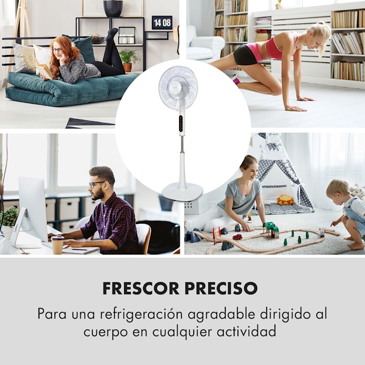 Sommerwind Ventilador de pie 16" Motor CC 35W 5544m³/h Oscilación Blanco Blanco