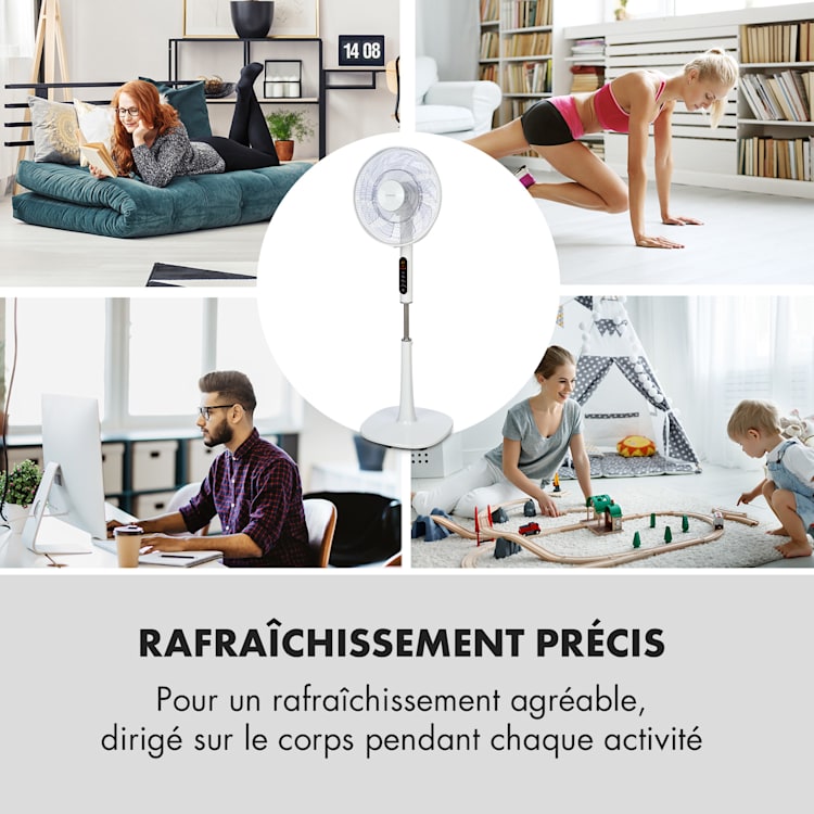 Sommerwind ventilateur sur pied 16" 35W moteur CD 5544 m³/h Oscillation blanc Blanc