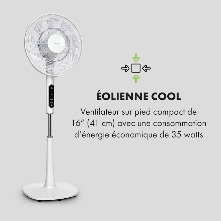 Sommerwind ventilateur sur pied 16" 35W moteur CD 5544 m³/h Oscillation blanc Blanc