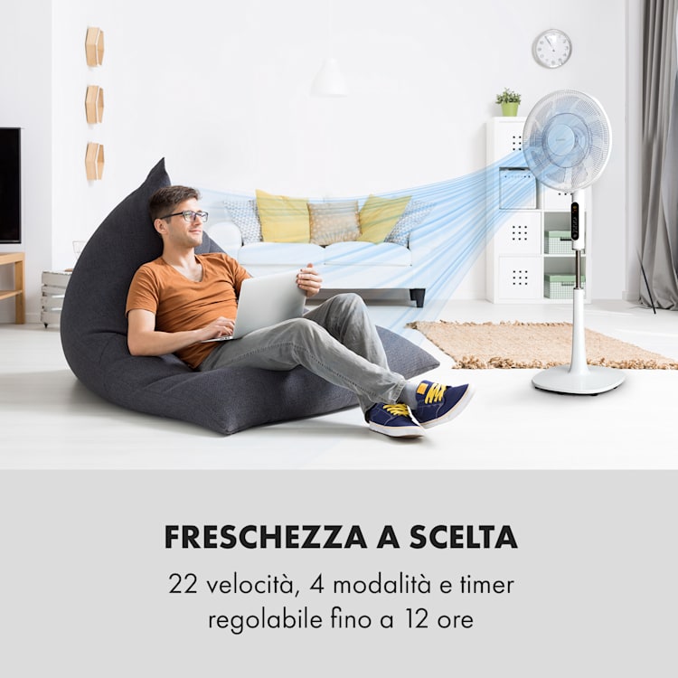 Sommerwind, Ventilatore a Piantana, 16", Motore DC, 5544m³/h, Oscillazione, 35W, bianco Bianco
