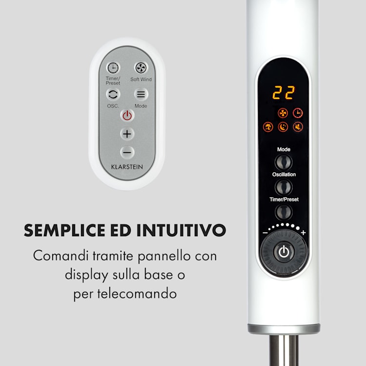 Sommerwind, Ventilatore a Piantana, 16", Motore DC, 5544m³/h, Oscillazione, 35W, bianco Bianco
