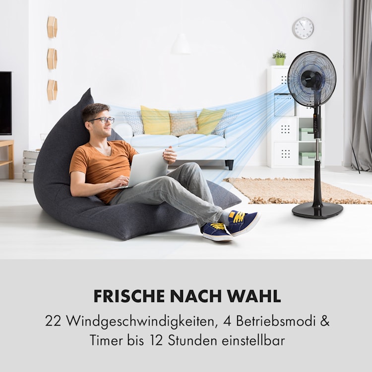 Sommerwind Standventilator 16" 35W DC-Motor 5544m³/h Oszillation schwarz Schwarz