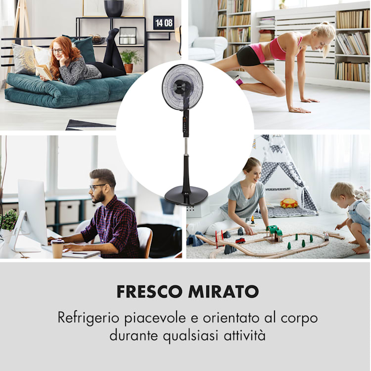 Sommerwind, Ventilatore a Piantana, 16", Motore DC, 5544m³/h, Oscillazione, 35W, nero Nero
