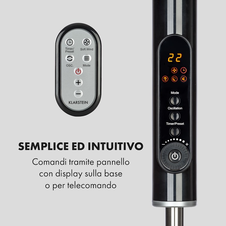 Sommerwind, Ventilatore a Piantana, 16", Motore DC, 5544m³/h, Oscillazione, 35W, nero Nero