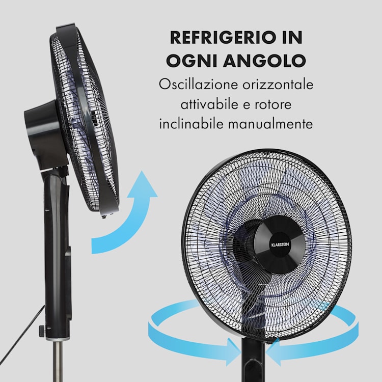Sommerwind, Ventilatore a Piantana, 16", Motore DC, 5544m³/h, Oscillazione, 35W, nero Nero