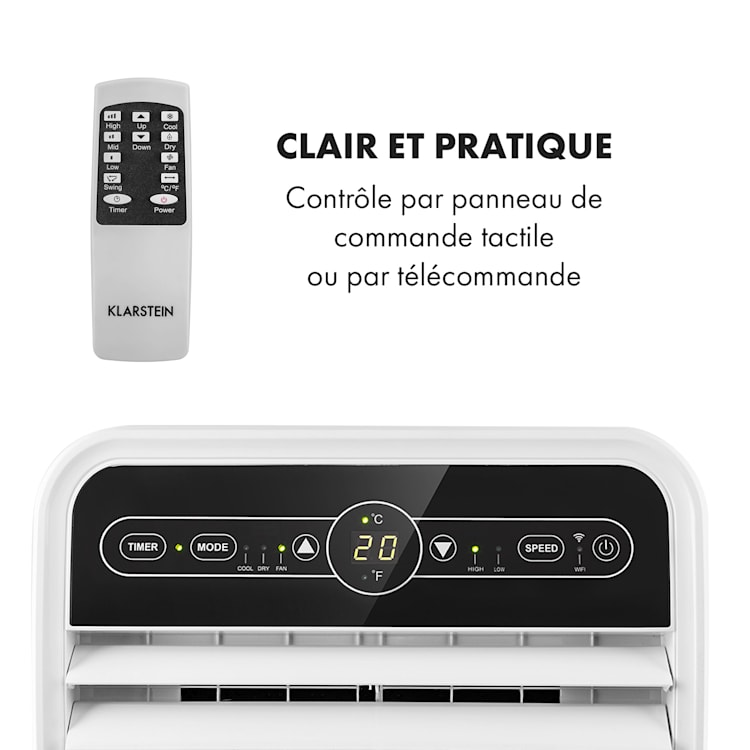 Metrobreeze New York 7k climatiseur mobile 2,05 kW 7000 BTU CEE A télécommande 7.000 BTU | Blanc