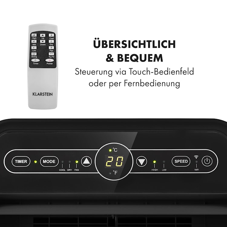 Metrobreeze New York 7k mobile Klimaanlage 2,05kW 7000BTU EEC A Fernbedienung 7.000 BTU | Schwarz
