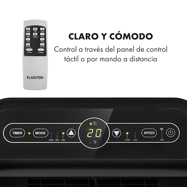 Acondicionador de aire móvil Metrobreeze New York 7k 2,05kW 7000BTU EEC A Control Remoto 7.000 BTU | Negro