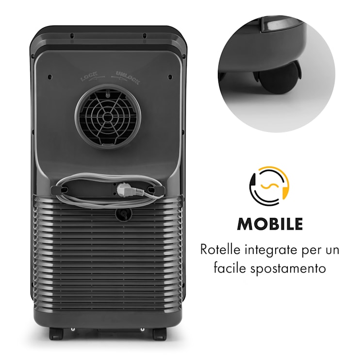 Metrobreeze New York 7k - Climatizzatore mobile, 2,05 kW, 7000BTU, classe energetica A, telecomando 7.000 BTU | Nero