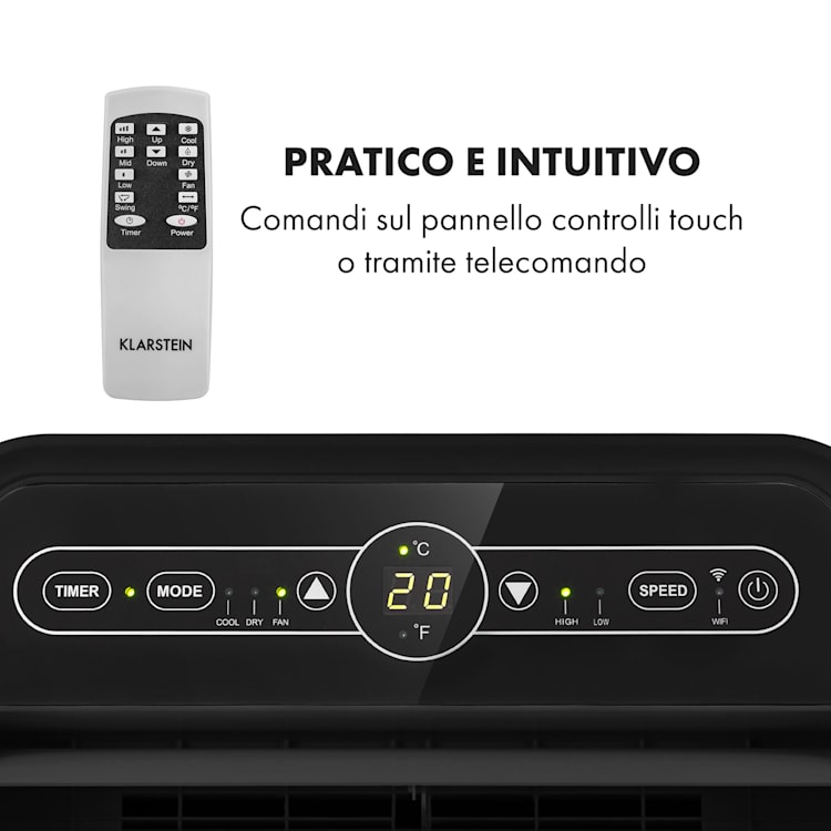 Metrobreeze New York 7k - Climatizzatore mobile, 2,05 kW, 7000BTU, classe energetica A, telecomando 7.000 BTU | Nero