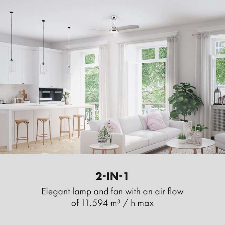 Silent Service, stropni ventilator, Ø: 128 cm, moč: 25 W, siva Finish: light wood