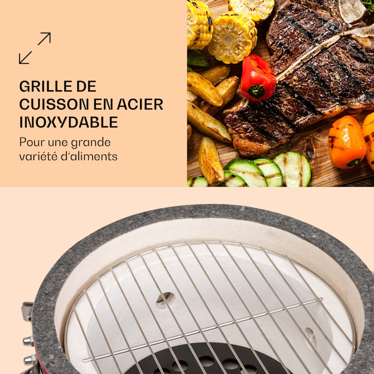 Princesize Pro barbecue Kamado 13" (33cm) Thermomètre tablettes latérales rouge Rouge