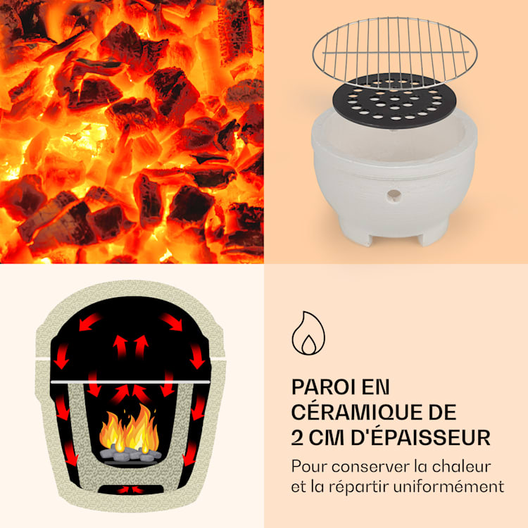 Princesize Pro barbecue Kamado 13" (33cm) Thermomètre tablettes latérales rouge Rouge
