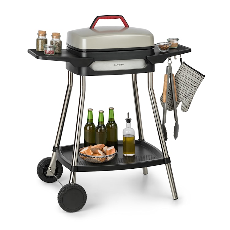 Gatsby elektrische barbecue 2000W anti-aanbaklaag zijtafels beige/zwart